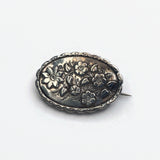 Solid Silver Antique Victorian Flower Brooch, Hallmarked to 1888 at hurdyburdy vintage jewellery shop