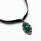 Antique Danish silver and chrysoprase pendant by C. A. Christensen