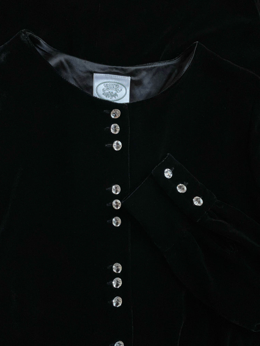 Laura ashley black velvet dress top
