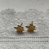 Vintage Maple Leaf Gold Stud Earrings