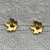 Vintage Maple Leaf Gold Stud Earrings