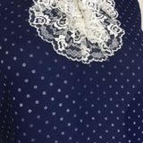 1960's Blue Ruffle Blouse With Polka Dots