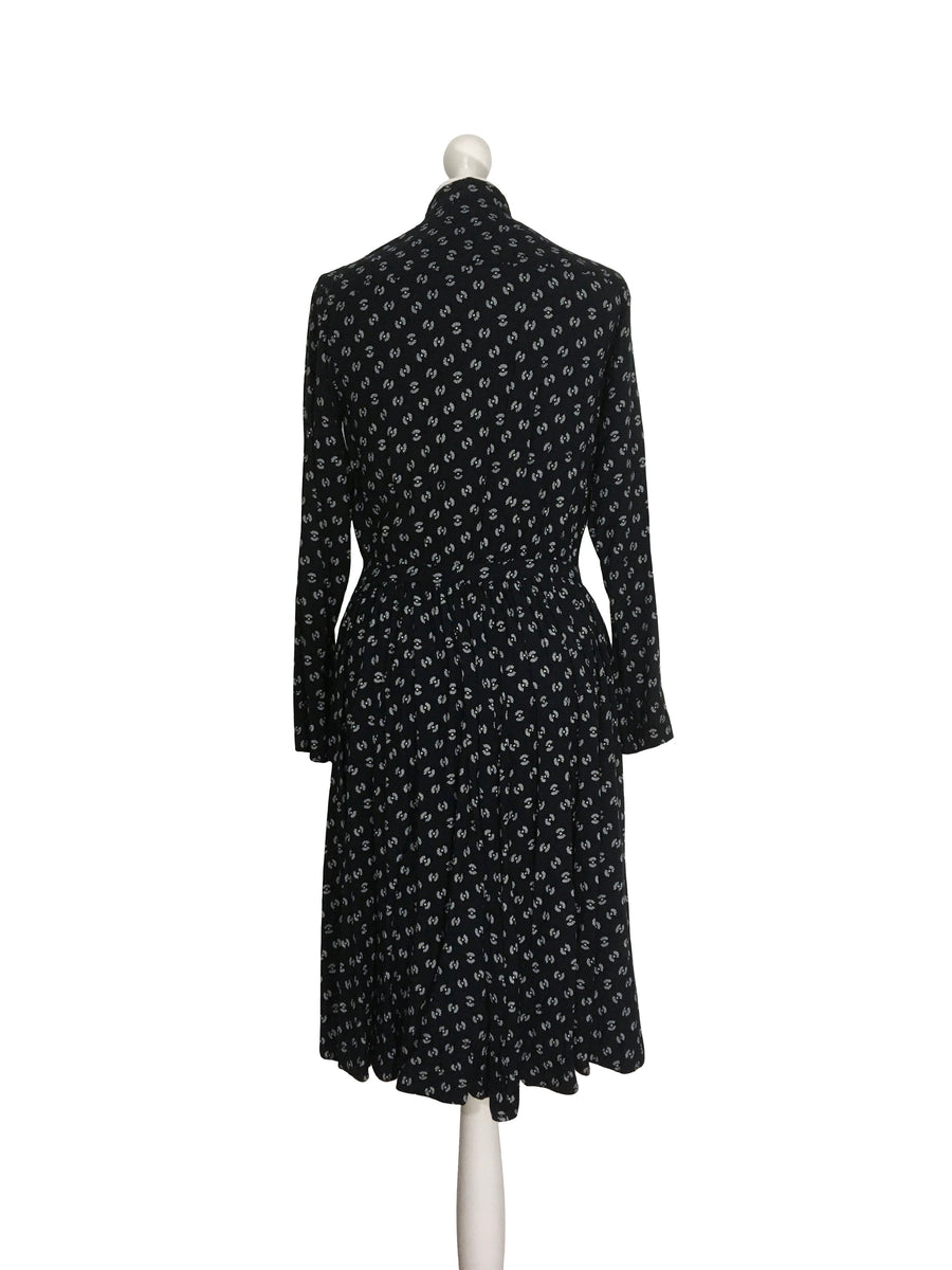 90's Black Vintage Prairie Dress With Mother Of Pearl Buttons – hurdyburdy vintage