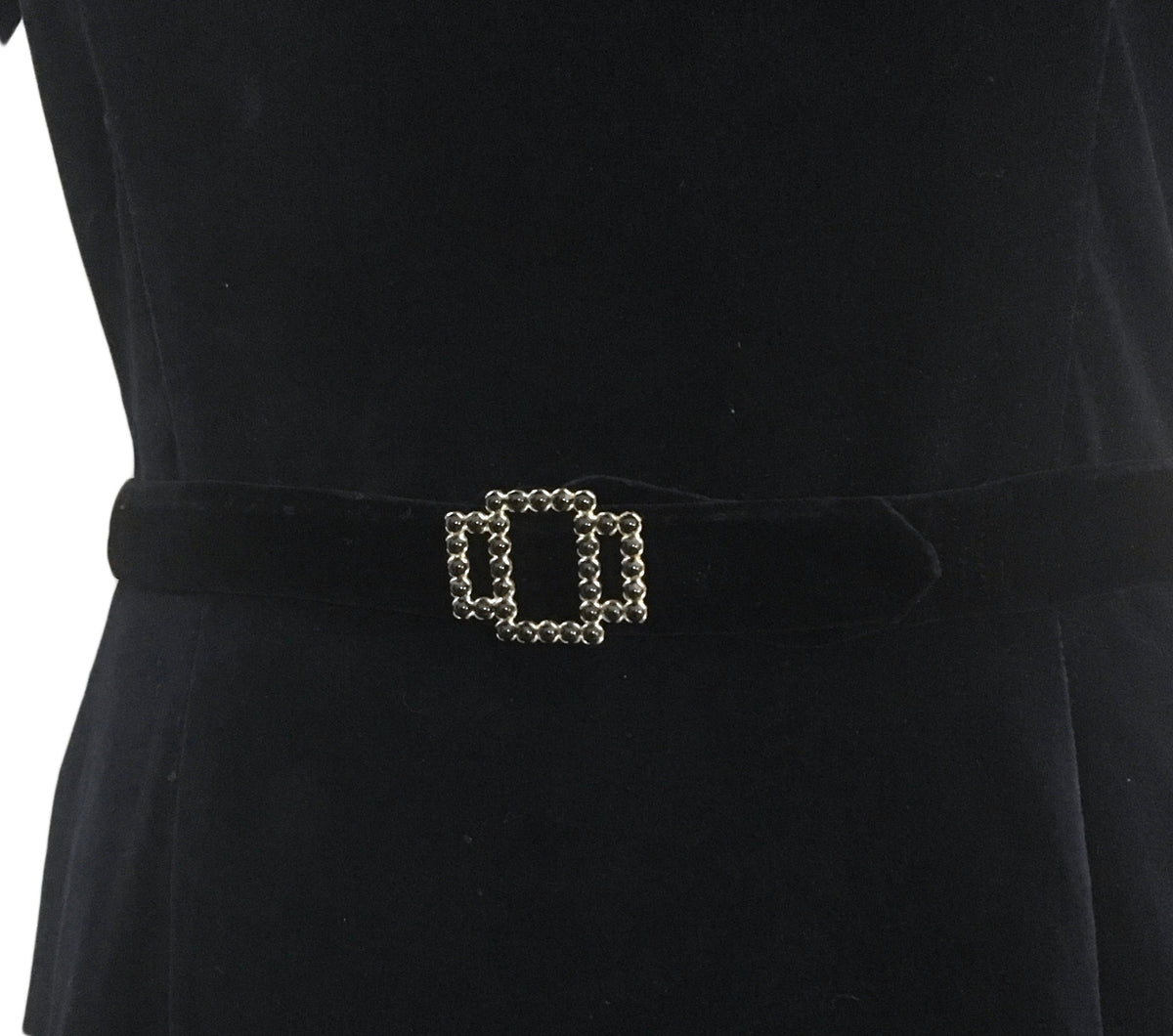 1960's Black Velvet And Pearl Dress