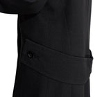 Black Wool Overcoat With Olive Satin Linings - hurdyburdy vintage