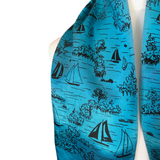 1930s-vintage-blue-satin-scarf-with-boats-on-white-mannequin