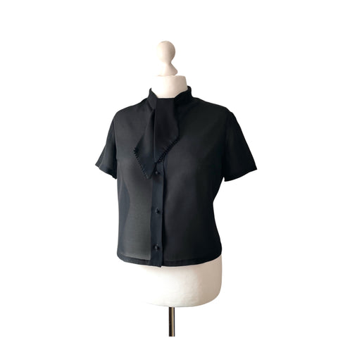 Original 1950's Sheer Black Tricel Blouse