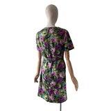 1950s Purple Peplum Floral Dress - hurdyburdy vintage