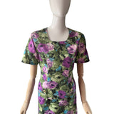1950s Purple Peplum Floral Dress - hurdyburdy vintage