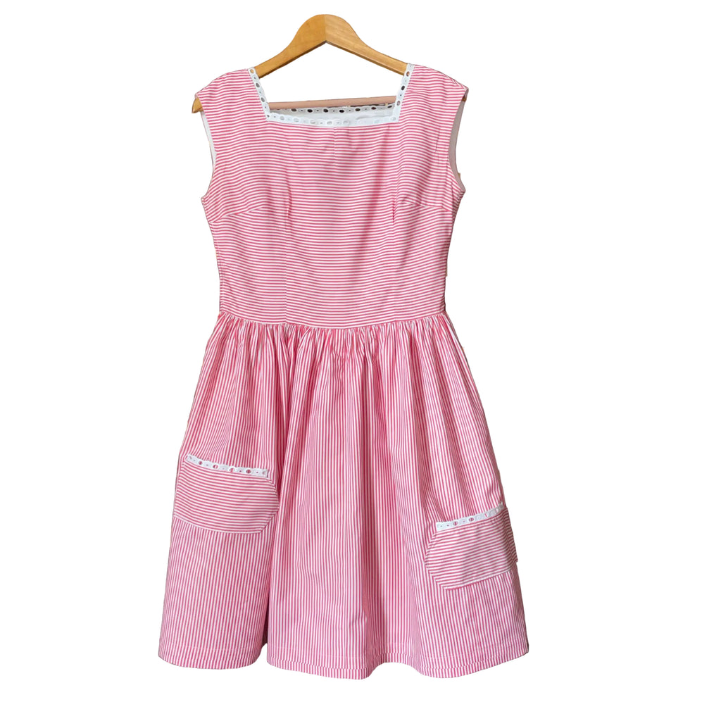 cotton sun dresses with pockets Cotton Ivory White Floral Midi Sundress with Pockets Ivory White / Small