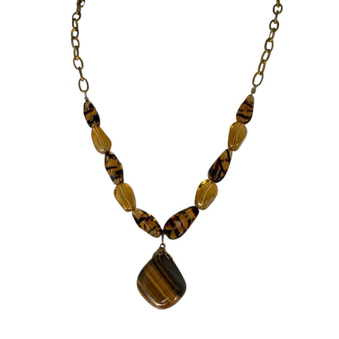 1970s Tigers Eye Gemstone Necklace