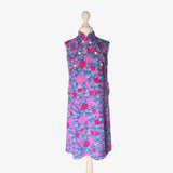 1960s Purple Floral Print Dress