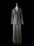 Vintage Polly Peck by Sybil Zelker suit. A 1970's glam silver lurex maxi skirt suit with jacket at hurdyburdy vintage shop