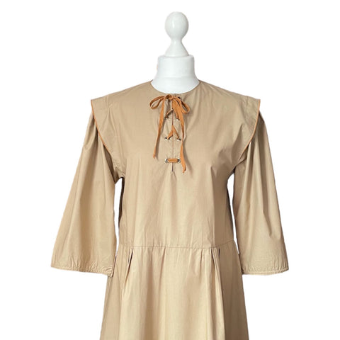 1970s Lace Up Hippy Dress by Kaunotar - hurdyburdy vintage