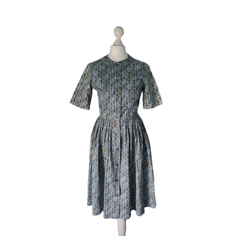 1960s Cute Cotton Shirt Dress - hurdyburdy vintage