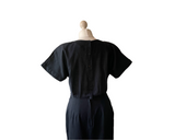 Late 80s, Early 90s Black Cotton Linen Day Dress at hurdyburdy antiques and vintage shop