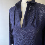 True 1950s Dress in Sheer Navy Blue