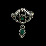 Antique William Fuglede Chrysoprase Silver Skønvirke Brooch