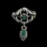 Antique William Fuglede Chrysoprase Silver Skønvirke Brooch