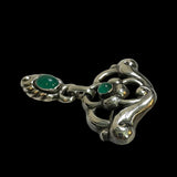 Antique William Fuglede Chrysoprase Silver Skønvirke Brooch