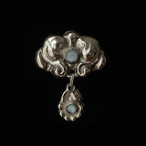 Antique Danish Silver Moonstone Skønvirke Brooch Signed A/sK 830s