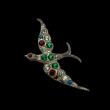 Antique Swallow Brooch with Paste Gemstones