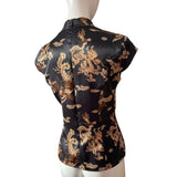 1990s Mandarin Collar Top with Chinese Dragon Print