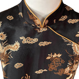 1990s Mandarin Collar Top with Chinese Dragon Print