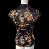 1990s Mandarin Collar Top with Chinese Dragon Print