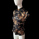 1990s Mandarin Collar Top with Chinese Dragon Print