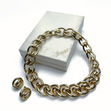 80s Christian Dior Clip On Earrings & Grossé Bijoux Gold Chain Necklace
