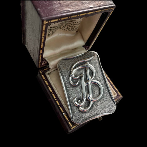 T & B Monogram 1946 Silver Brooch by Paul P Gutfreund