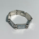 vintage-scandinavian-norwegian-panel-bracelet in blue and silver at hurdyburdy vintage jewellery shop