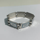 vintage-scandinavian-norwegian-panel-bracelet in blue and silver at hurdyburdy vintage jewellery shop