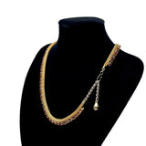 1960s Autumn Gold Mesh Rhinestone Necklace