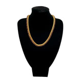 1960s Autumn Gold Mesh Rhinestone Necklace