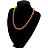 1960s Autumn Gold Mesh Rhinestone Necklace