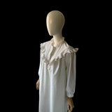 Vintage White Cotton Nightdress with Pink Ruffles