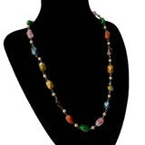 Antique Agate, Quartz and Faux Pearl Necklace