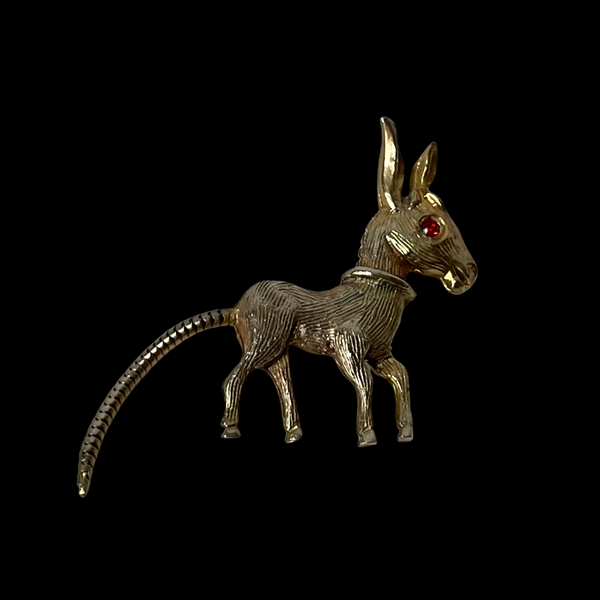 Vintage Donkey Brooch with Articulated Tail