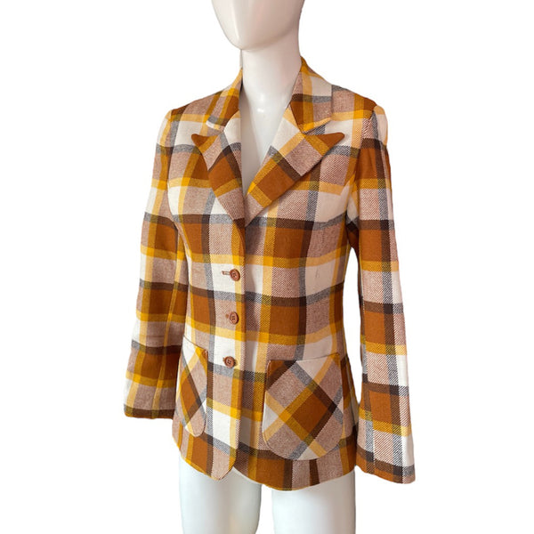 1970s Mustard Check Blazer by Emcar