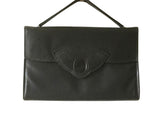Black Leather 1920s Art Deco Bag