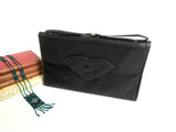 Black Leather 1920s Art Deco Bag