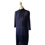 True 1950s Dress in Sheer Navy Blue