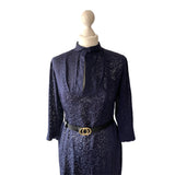 True 1950s Dress in Sheer Navy Blue