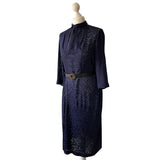 True 1950s Dress in Sheer Navy Blue