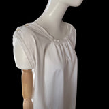Antique White Cotton Chemise with Shell Buttons and Crochet Lace Trim - hurdyburdy vintage