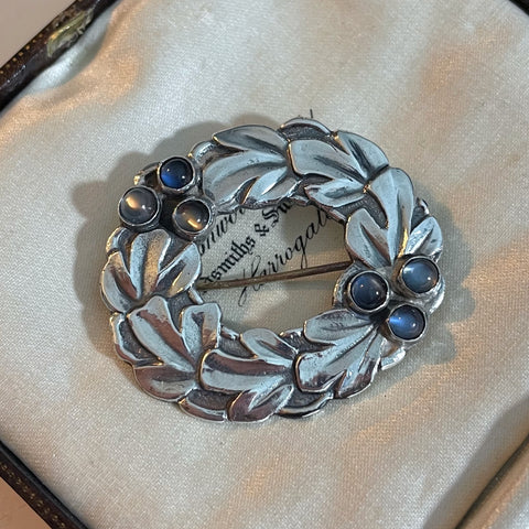 Vintage Danish Silver & Moonstone Brooch