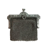 1800s Antique 925 Silver Chatelaine Purse with Threepenny Coin - hurdyburdy vintage