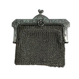 1800s Antique 925 Silver Chatelaine Purse with Threepenny Coin - hurdyburdy vintage